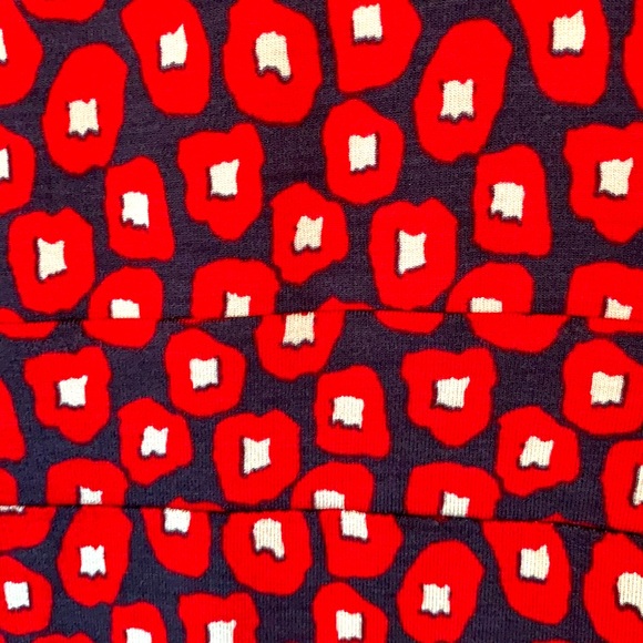 Boden size 6 viscose stretchy red navy ivory print comfort scoop neck dress - Picture 3 of 6